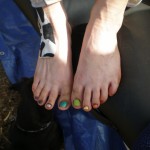Dirty rainbow toes and some cow tape